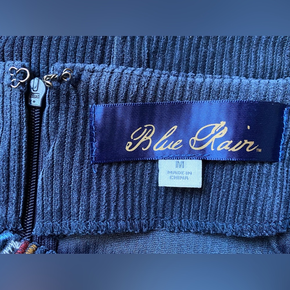 Blue Rain Embroidered Navy Corduroy Mini Skirt Size M - Picture 9 of 9